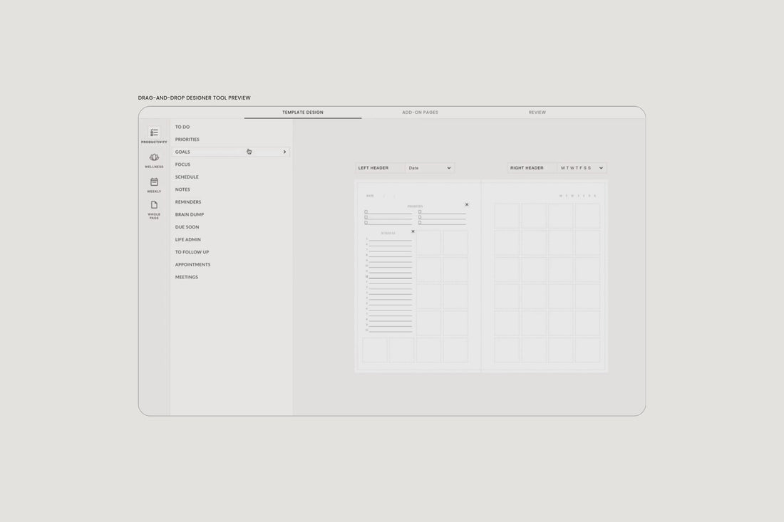 Short demo of drag-and-drop planner designer builder tool